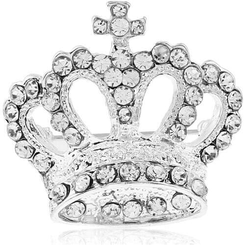 Fashion Women Rhinestone Brooch Elegant Bride Crown Shape Crystal Dress Brooch Pin Clothing Accessories