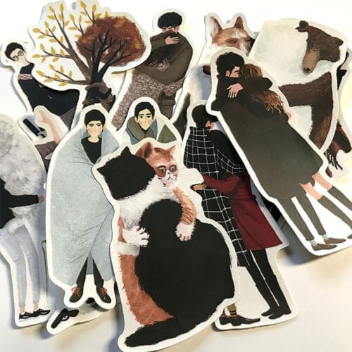 Cartoon stickers DIY scrapbooking romantic couple hug life album journal making happy planner handicraft decoration stickers