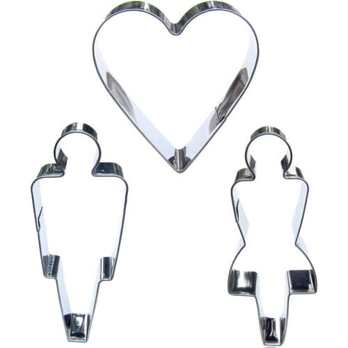 Male sign, female sign, heart shaped 3 piece biscuit cutting molds, baking tools, cake decorating soft candy tools