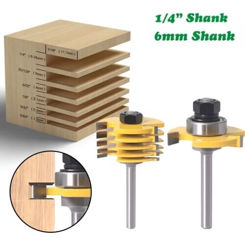 2pcs 6mm or 6.35mm Shank Slot Knife Cutters 3 Wing Router Bits Set 7pcs Blade Cemented Carbide Milling Cutter for Wood