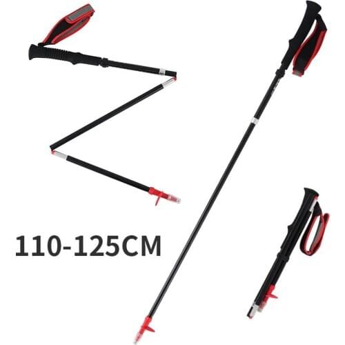 Outdoor folding mountaineering four-section telescopic ultra-light adjustable size cane aluminum alloy portable walking stick