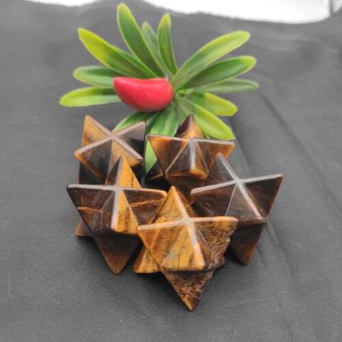 Natural Merkaba Stone Hand Carved Natural Tiger Eye Stone Crystal Merkaba for Healing