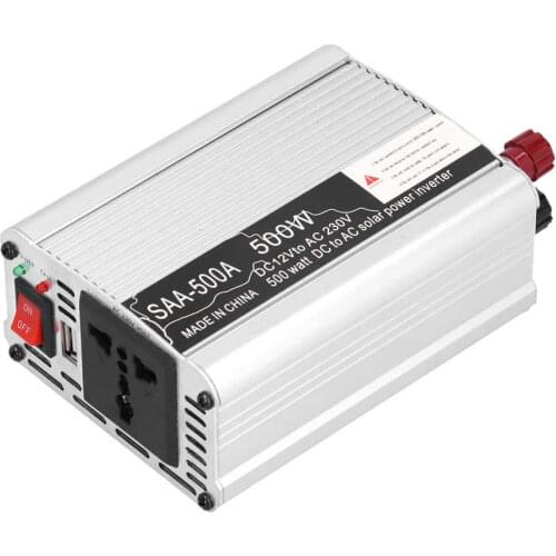 Solar Power Inverter DC12V to AC220V 500W Aluminium Alloy Modified Sine Converter Charger Power Inverter