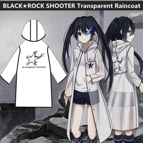 Anime BLACK ROCK SHOOTER Cosplay Toy EVA Transparent Raincoat Outdoor Travel Rainwear Waterproof BRS Hooded Plastic Rain Cover