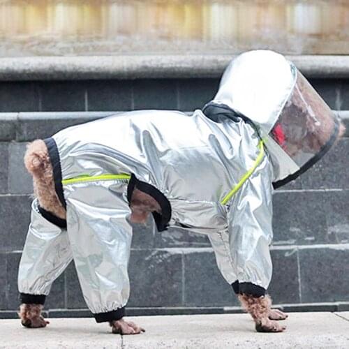 Transparent Hooded Jumpsuit Dogs Waterproof Coat Pet Dog Raincoat Water Resistant Clothes for Dogs Cats Jacket Pet Supplies 2021