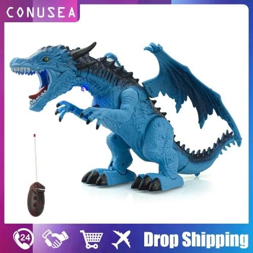 Rc Robot Animal Remote Control Dinosaur Tyrannosaurus Spray Fire Sounds Dinobot Electric Machine Toy Music Light Toys for Boys