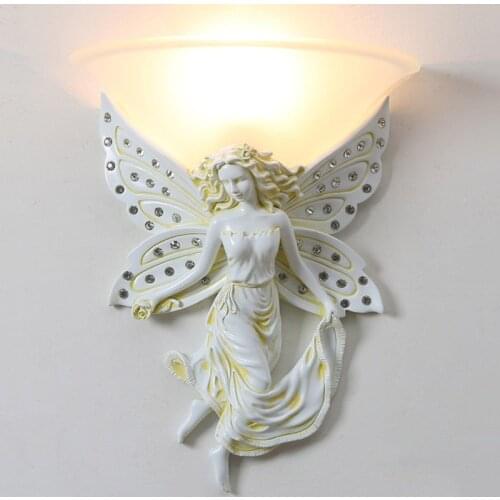 Retro Creative Angel Wall Lamp Dining Aisle Living Room Decoration Wall Sconce Bedroom Bedside Nordic Home Decor Led Wall Lights