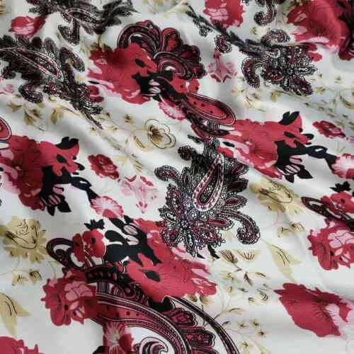 Paisley Satin Fabric Soft Sateen Tilda Craft Fabric Silky Printed Satin Ribbon Fabrics
