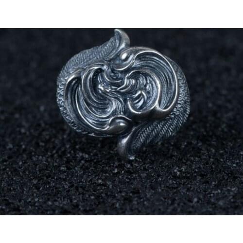 925 STERLING SILVER MENS feather wing Thai Retro PUNK Ring Jewelry A5280
