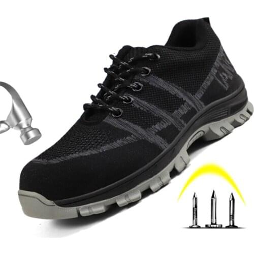 Air Mesh Breathable Mens Outdoor Steel Toe Cap Protective Safety Shoes Men Steel-Mid Sole Puncture Proof Work Shoes