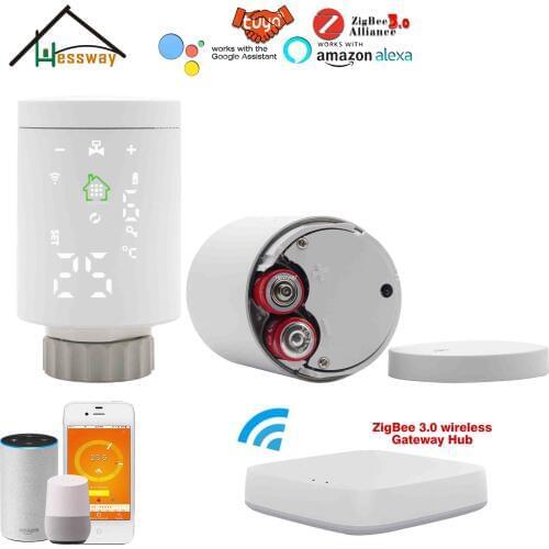 HESSWAY 3.0V tuya zigbee gateway hub water valve on off controller WIFI for touch screen thermostat Works with Alexa Google home