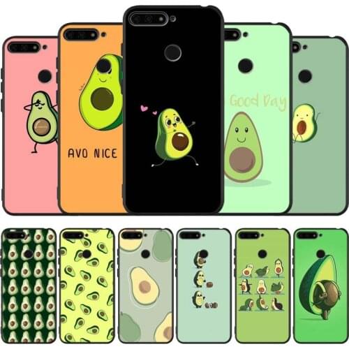 Green Avocado Funny Cute Black Silicone Phone Case For Honor 30 20 Pro 8X 9X X10 10 20 Lite 10i Nova 5T Y6 7 9 Prime 2019 TPU