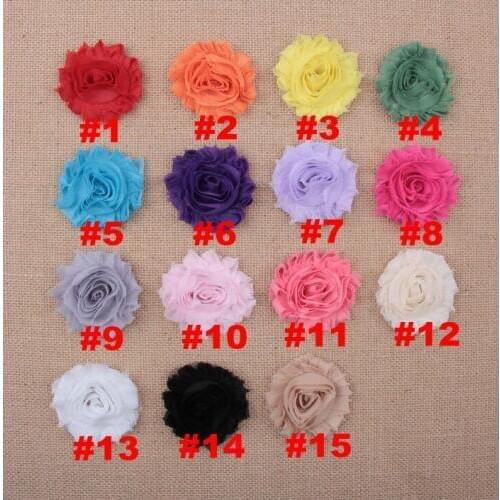 Yundfly 10pcs Chic Shabby Chiffon Flowers For Kids Hair Accessories 3D Frayed Fabric Flowers For Headbands