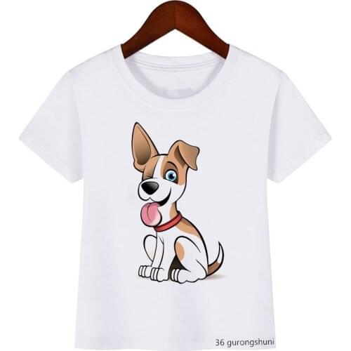 Funny Cool Dog with Glasses Cartoon Print Boys Girls T-shirt Kids Clothes Summer Tops T Shirt Children Clothing Funny Kawaii