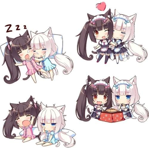Three Ratels CD1 funny NEKOPARA_CHRONICLE Vanilla chocola Waterproof Decal Cute cats ear girls sticker on Wall Fridge car
