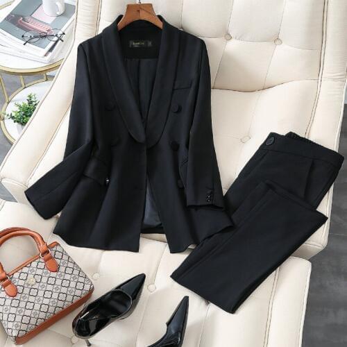 Womens suit new style increase loose womens suit jacket spring and autumn wild two-piece elastic waist temperament pants suit