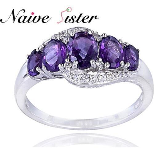 Unique Vintage Party Wedding Rings For Women Fashion Jewelry Purple Cubic Zirconia Ring Birthday Stone Gifts Engagement Ring