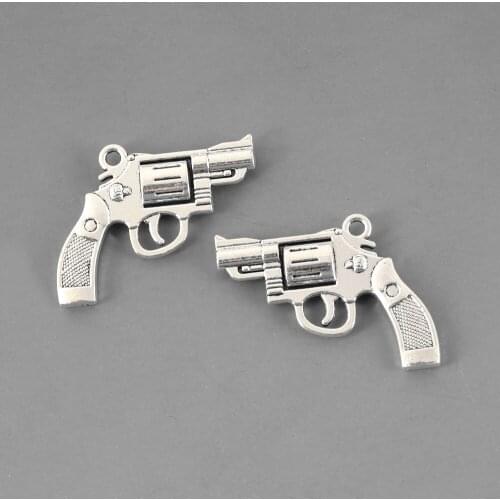 10pcs Silver Color 3D Pistol Gun Handmade Handmade Charms Pendants Jewelry Findings