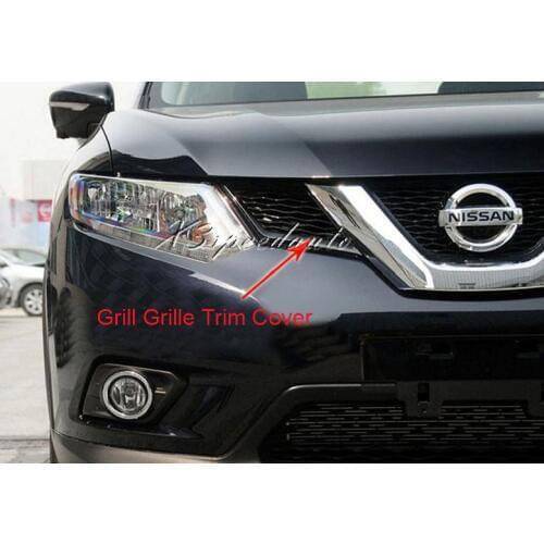 2PCS Chromed ABS Plastic Grill Grille Trim Cover For Nissan X-Trail Rogue 2014