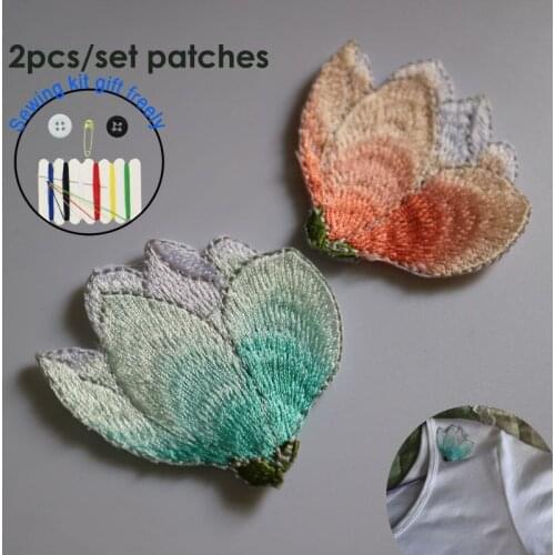 2pc/set high quality ironing flower embroidery patches iron on embroidered parches appliques for clothing parches para la ropa