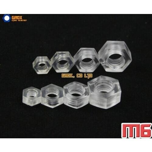 200 Pieces M6 Acrylic Metric Hexagon Nut Insulation Nut
