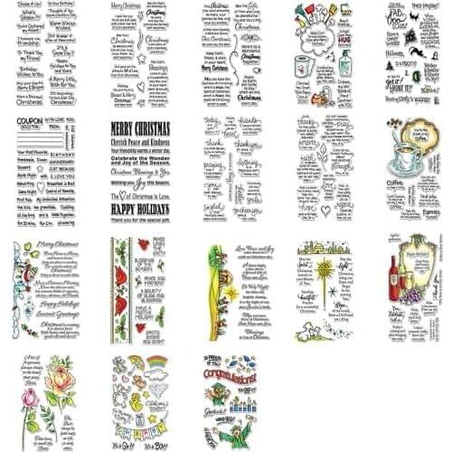 4*6 inch Clear Transparent Stamps Various Fonts Christmas Holiday Wishes Letter Slimline Border Star Love Light Flag 2020 #19