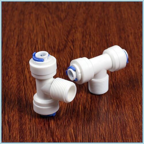5PCS Reverse Osmosis System Fitting T Shape Tee 1/4"OD Hose To 3/8" BSP Male Thread RO Water Plastic Pipe Quick Connector