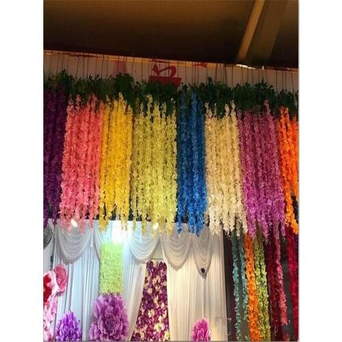 50Pcs/lot 165cm Long Elegant Wisteria Rattan Artificial Silk Hydrangea Flowers For Wedding Centerpieces Decorations Home