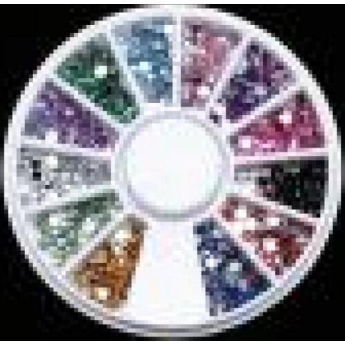 Nail Art Rhinestones Stickers 12 Colors 500 Pcs 2.0mm Glitter Tips Rhinestones Gems Round Wheel Nail Art Decor