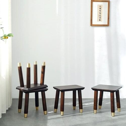 Antique wooden Low stool household simple modern sofa stool fashionable creative bench living room solid wood kids furniture