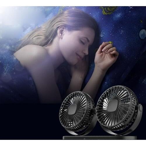 Brushless Motor Double Head Fan USB Car Mute Portable Cooler Vehicle-mounted Silent Portable Large Wind Electric Fan