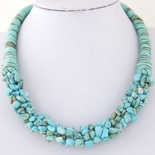 Boho Statement Necklace Natural Stone Beads Choker Ethnic Bohemian Women Collar Fashion Bibs Gypsy Tribal Indian African Jewelry
