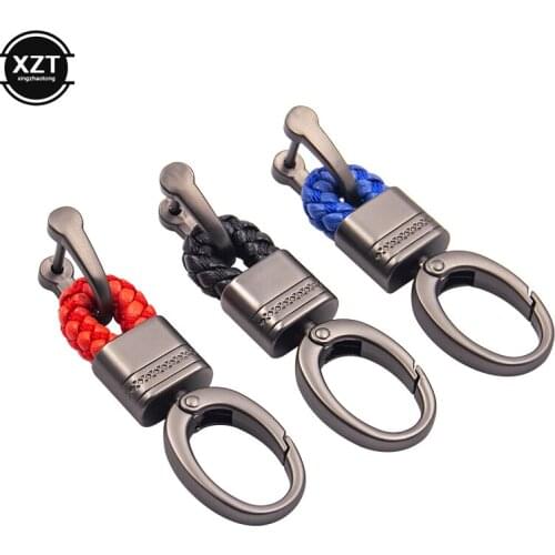 Car Key Holder Key Rings Key Chain Hand Woven Horseshoe Buckle Keychain Car Keyring Gift Creative Auto Accessories