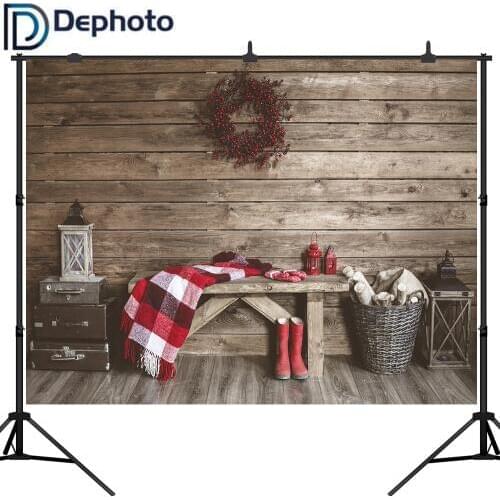 Dephoto Photography Backdrop Winter Christmas Farmhouse Indoor Decor Backgrounds for Photo Studio Photobooth Photocall Props