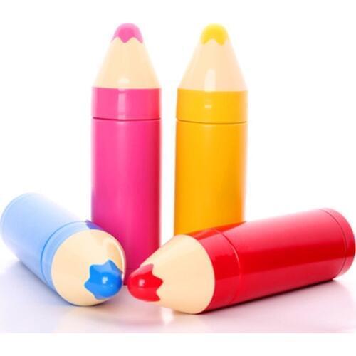 50pcs Children stainless steel thermos cup color pencil shape vacuum cup 280ml yellow red blue and pink WA1895