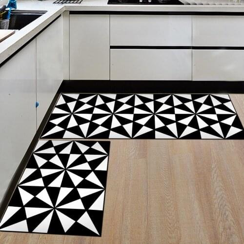 Long Kitchen Floor Mat Black White Bathroom Entrance Door Mat Bedroom Living Room Bedside Area Rugs Tapis Tapete Carpet