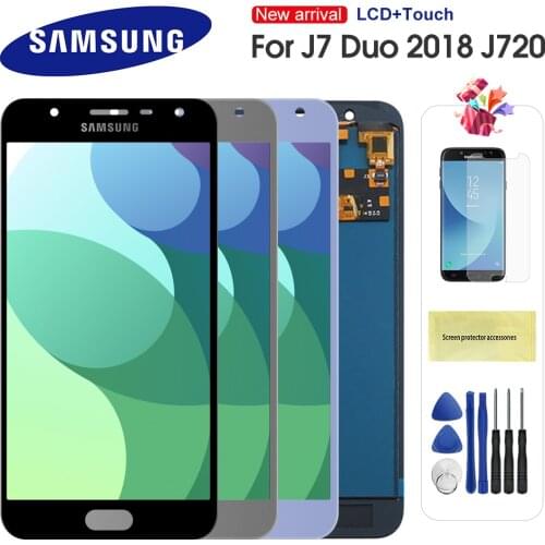 For Samsung Galaxy J7 Duo J720 LCD J720F SM-J720F LCD Display Touch Screen Digitizer Assembly Replacment Can Adjust Brightness