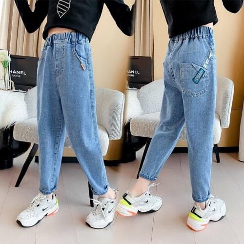 Jeans For Girls Solid Color Kids Denim Pants Spring Autumn Trousers Casual Style Childrens Jeans Clothes 6 8 10 12 13Years Old