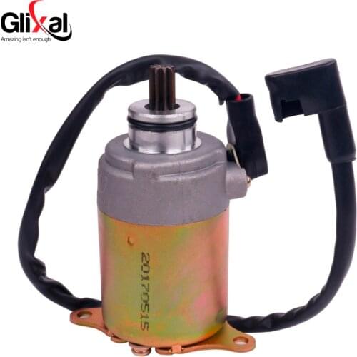 Glixal GY6 125cc 150cc Electric Starter Motor with Wire for 4-stroke 152QMI 157QMJ Scooter Moped ATV Go-kart Engines