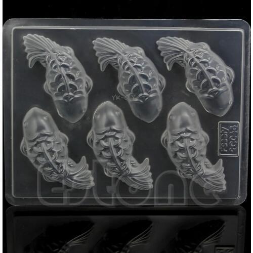 Hot Sale 1pc DIY 3D 6 Koi Fish Plastic Jelly Handmade Sugarcraft Mold Cake Chocolate Mould 23.5cmx18cm