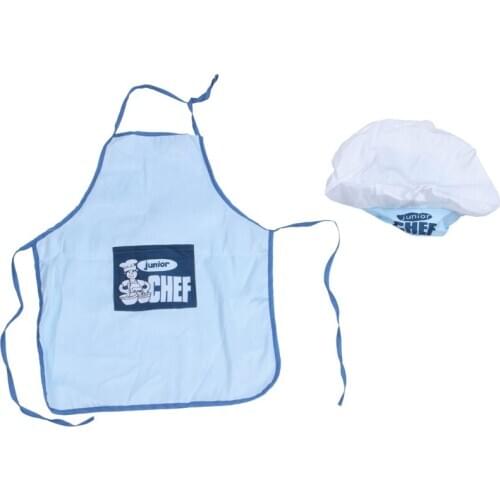 Quality Childs Kids Chef Hat Apron Cooking Baking Boy Girl Chefs Junior Gift (Blue)