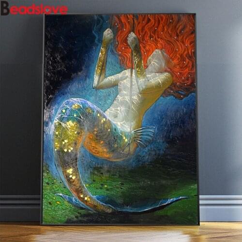 Beautiful Mermaid 5d diy diamond painting cross stitch full drill cartoon girl diamond embroidery mosaic art drop shipping