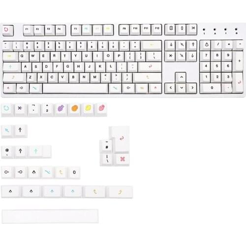 Fruits Keycap White Theme Minimalist Style Cherry Profile For 61/64/68/75/84/RK836/87/96/980/108 Keyboard Keycaps