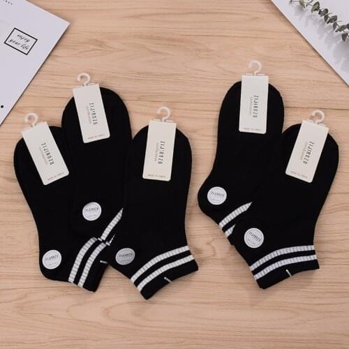 5 Pairs Classic Men Women Socks Set Unisex Fashion Stripes Woman Female Girls Harajuku Casual Hiphop Short Socks White Black Sox