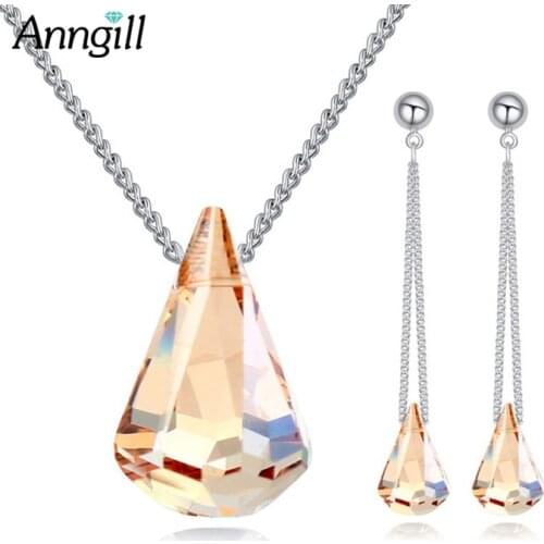 Crystals from Swarovski Bridal Jewelry Sets Wedding Engagement Necklace Earrings sets Party Costume Decoration Jewellery Women