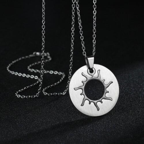 Fashion Female Sun Amulet Pendant Necklace Silvery Color Long Chain Stainless Steel Necklaces Jewelry For Men/Women Wholesale