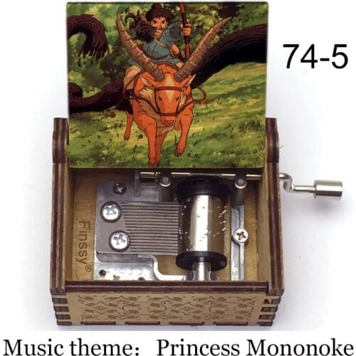 Music theme hime Mononoke Hime Princess Mononoke ashitaka print Music Box wooden kids toy gift Home office accessories