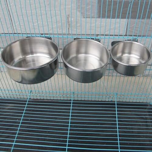 Stainless Steel Coop Cup Pet Parrots Food Feeder Macaw Water Bowl for Bird Cage D1