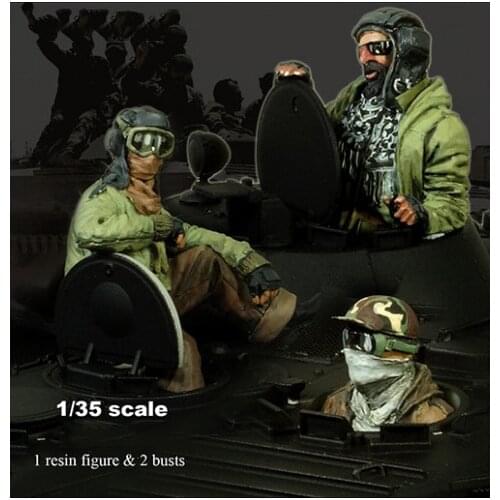 New Unassembled 1/35 ancient Tank Crew (1 figure & 2 busts) (NO TANK ) stand Resin Figure Unpainted Model Kit