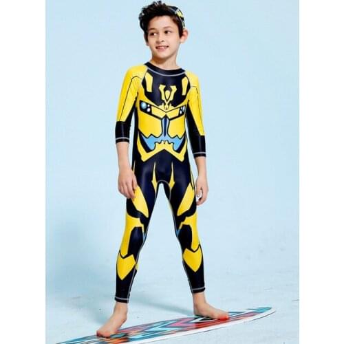 【New store 】 Childrens training swimsuits boy swimwear baby One-Piece Suits Sunscreen Diving Suit with Long Sleeves for Primary